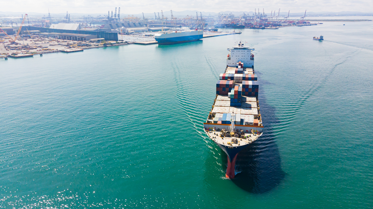 A cargo container in the sea